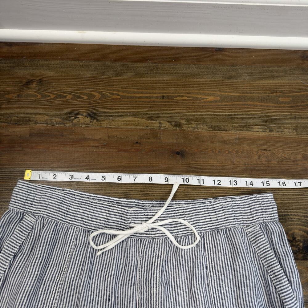 Artisan NY 100 % Linen Pants Pull-On Pockets Wide Leg White Stripe Sz Large - Picture 6 of 7
